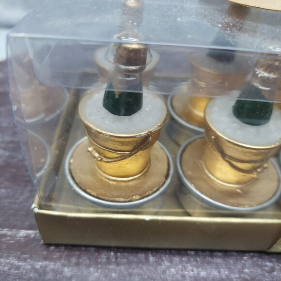 Gold Mini Champagne Bucket Candles Set Of 6 In Clear Gift Box With Gold Ribbon - Picture 2 of 9